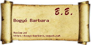 Bogyó Barbara névjegykártya